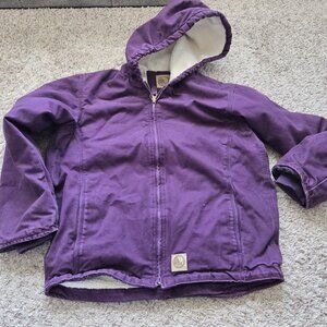 BERNE Jacket Youth Large 14-16 Purple Canvas Sherpa Lined Full Zip Work Chore